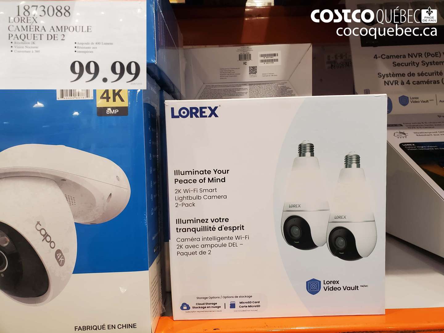 1873088 LOREX CAMERA AMPOULE PAQUET DE 2 $99.99