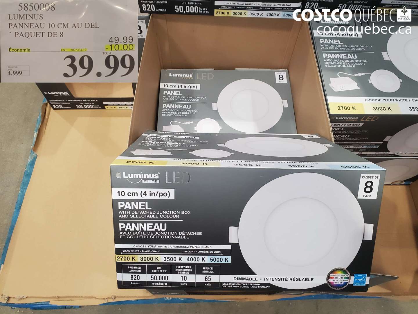 5850008 LUMINUS PANNEAU 10 CM AU DEL PAQUET DE 8 ($10.00 INSTANT SAVINGS EXPIRES ON 2026-04-12) $39.99