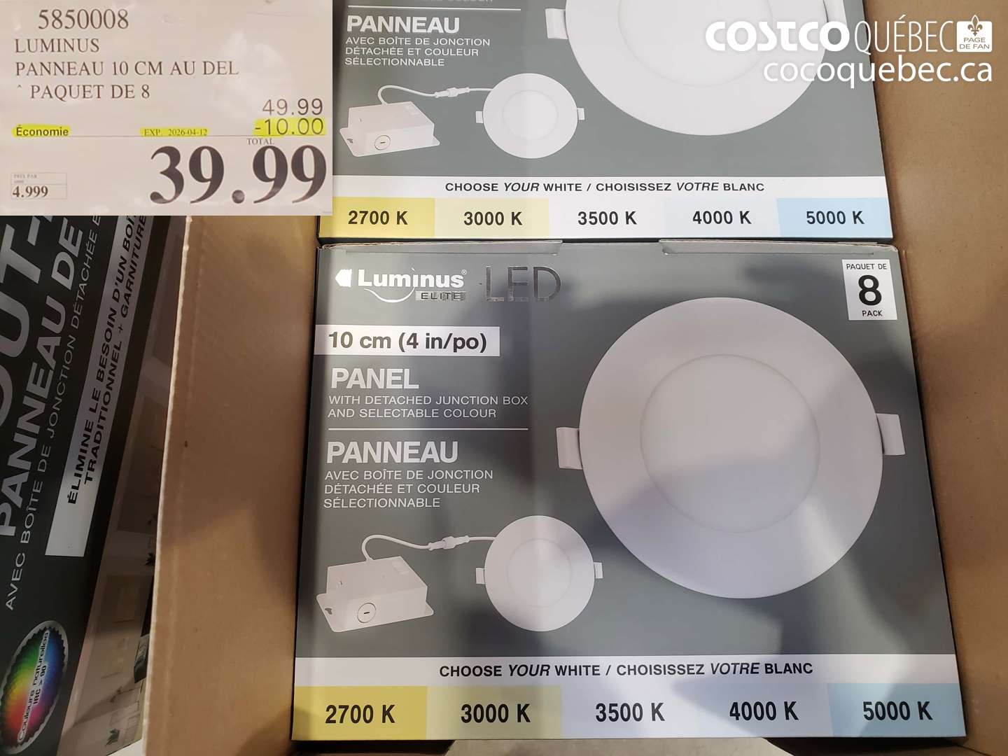 5850008 LUMINUS PANNEAU 10 CM AU DEL PAQUET DE 8 ($10.00 INSTANT SAVINGS EXPIRES ON 2026-04-12) $39.99