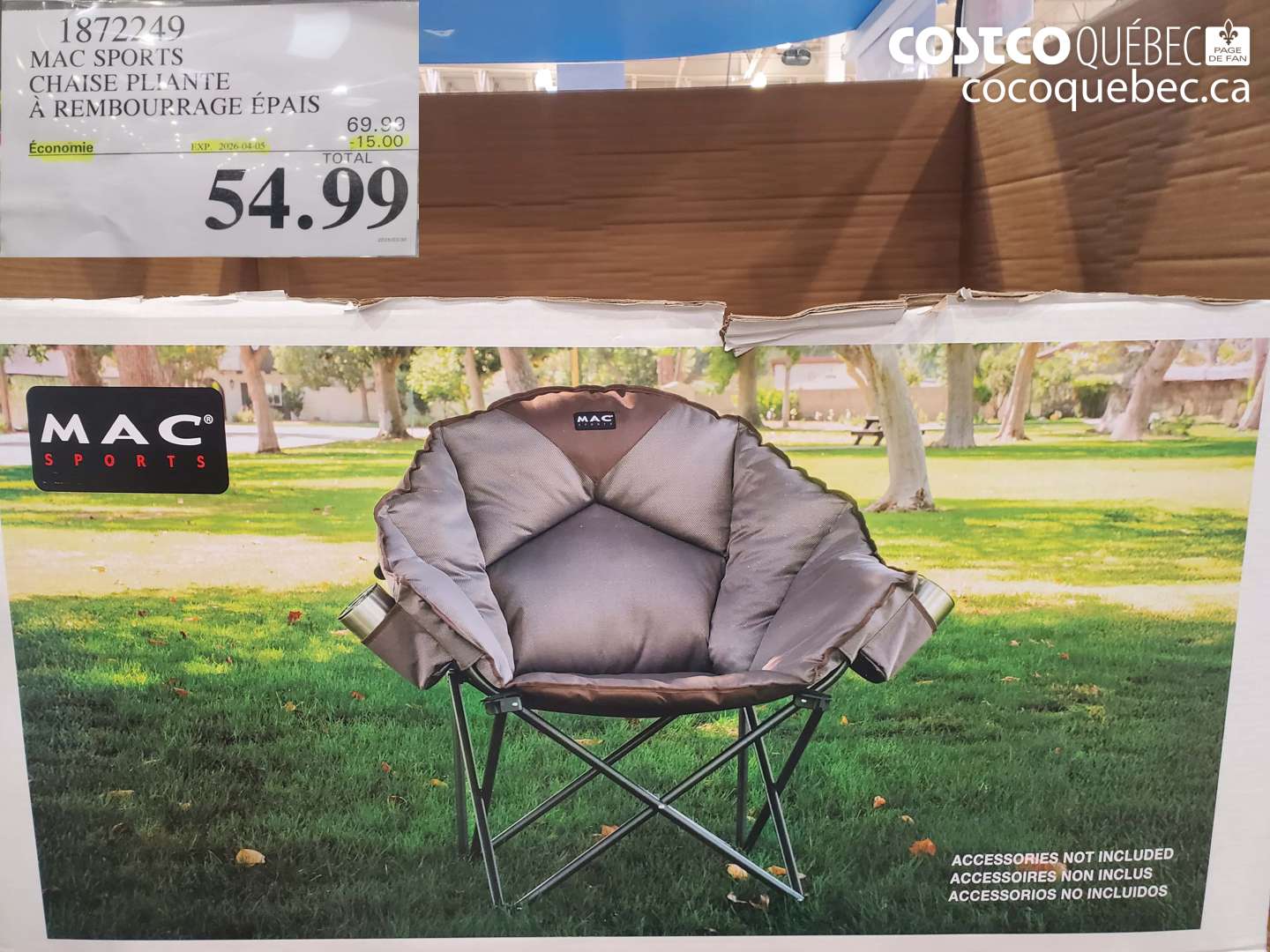 1872249 MAC SPORTS CHAISE PLANTE À REMBOURRAGE ÉPAIS ($15.00 INSTANT SAVINGS EXPIRES ON 2026-04-05) $54.99