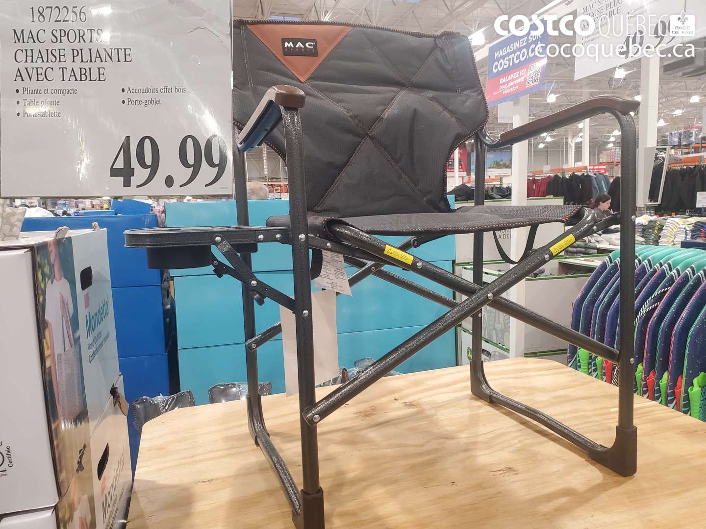 1872256 MAC SPORTS CHAISE PLIANTE AVEC TABLE $49.99