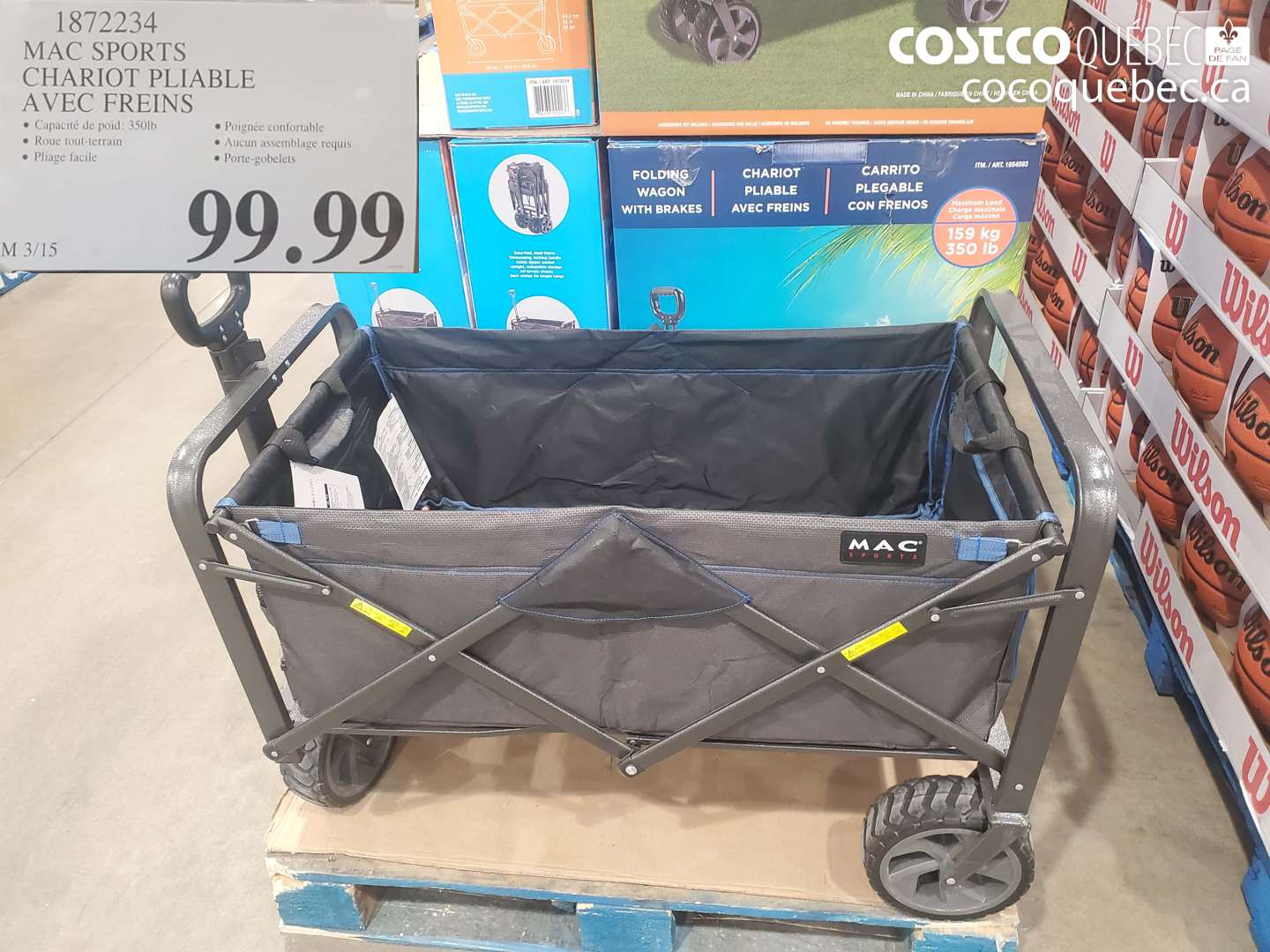 1872234 MAC SPORTS CHARIOT PLIABLE AVEC FREINS $99.99