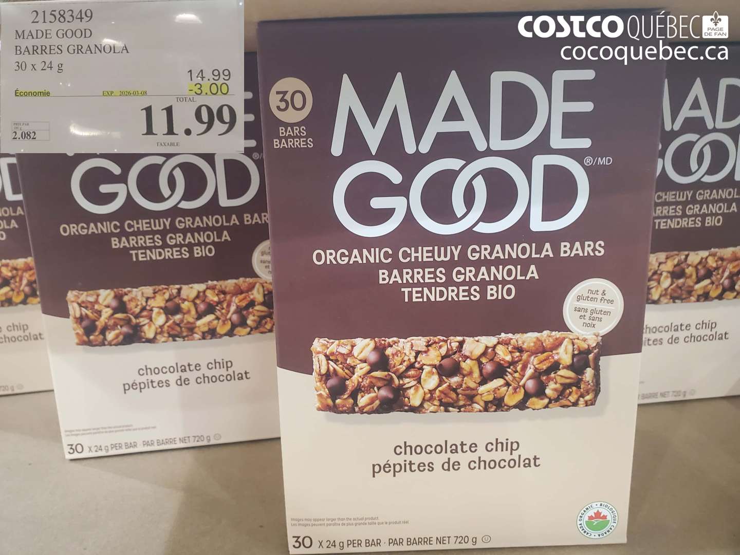 2158349 MADE GOOD BARRES GRANOLA ($3.00 INSTANT SAVINGS EXPIRES ON 2026-03-08) $11.99