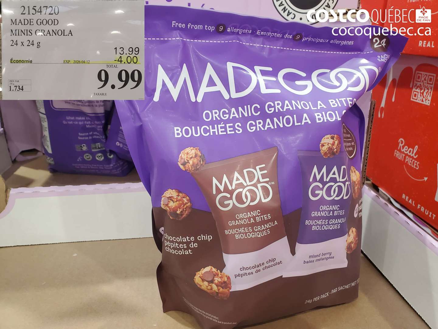 2154720 MADE GOOD MINIS CRANOLA 24 X 24 G ($4.00 INSTANT SAVINGS EXPIRES ON 2026-04-12) $9.99