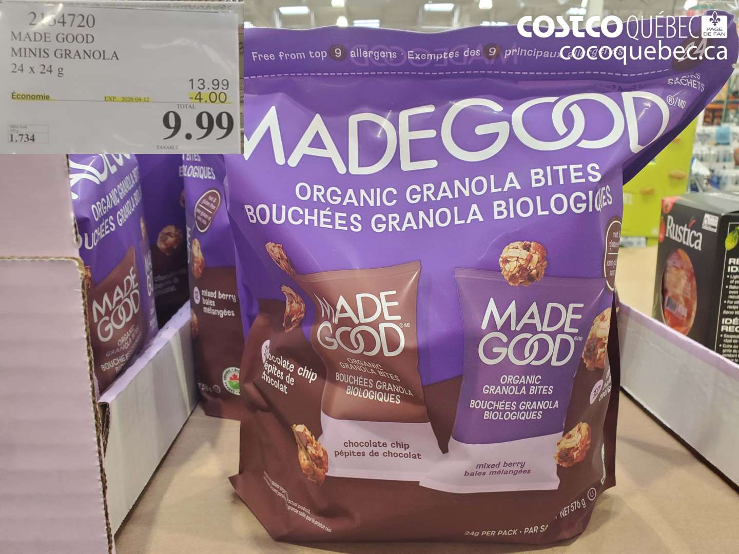 2154720 MADE GOOD MINIS GRANOLA 24 X 24 G ($4.00 INSTANT SAVINGS EXPIRES ON 2026-04-12) $9.99