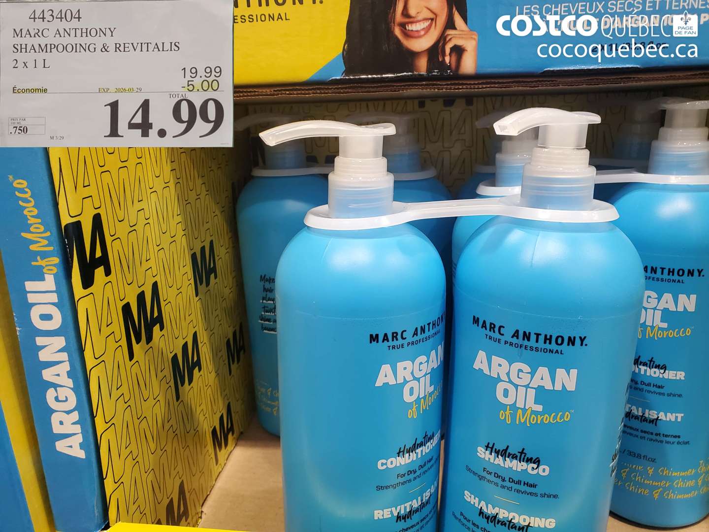 443404 MARC ANTHONY SHAMPOOING & REVITALIS 2 X 1 L ($5.00 INSTANT SAVINGS EXPIRES ON 2026-03-29) $14.99