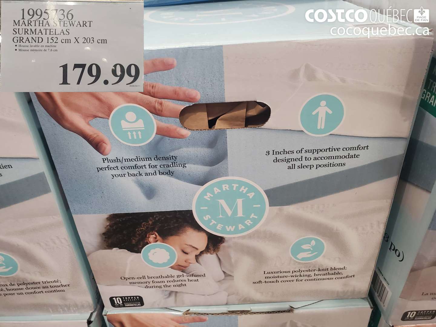 1995736 MARTHA STEWART SURMATELAS GRAND 152 CM X 203 CM $179.99