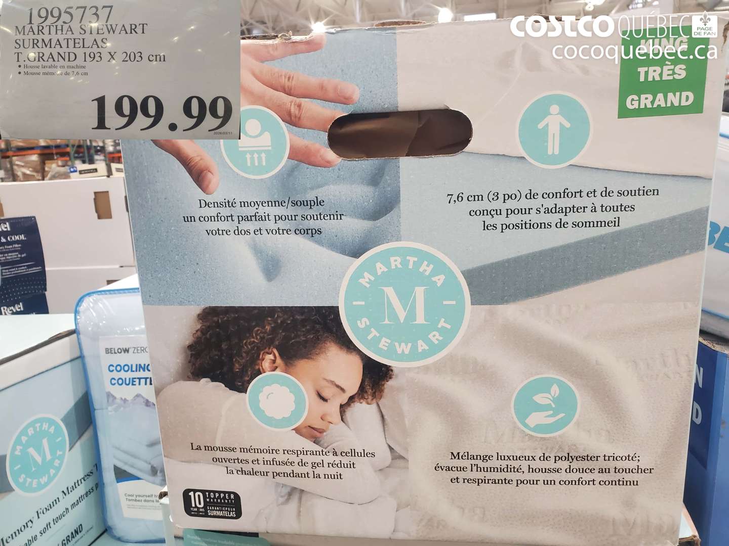 1995737 MARTHA STEWART SURMATELAS T.GRAND 193 X 203 CM $199.99