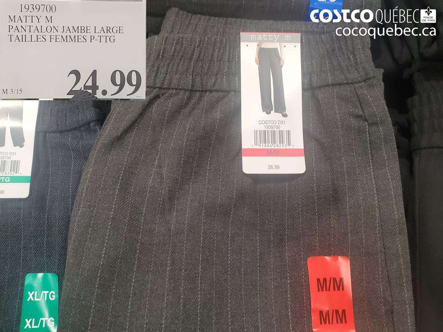 1939700 MATTY M PANTALON JAMBE LARGE TAILLES FEMMES P-PTG $24.99