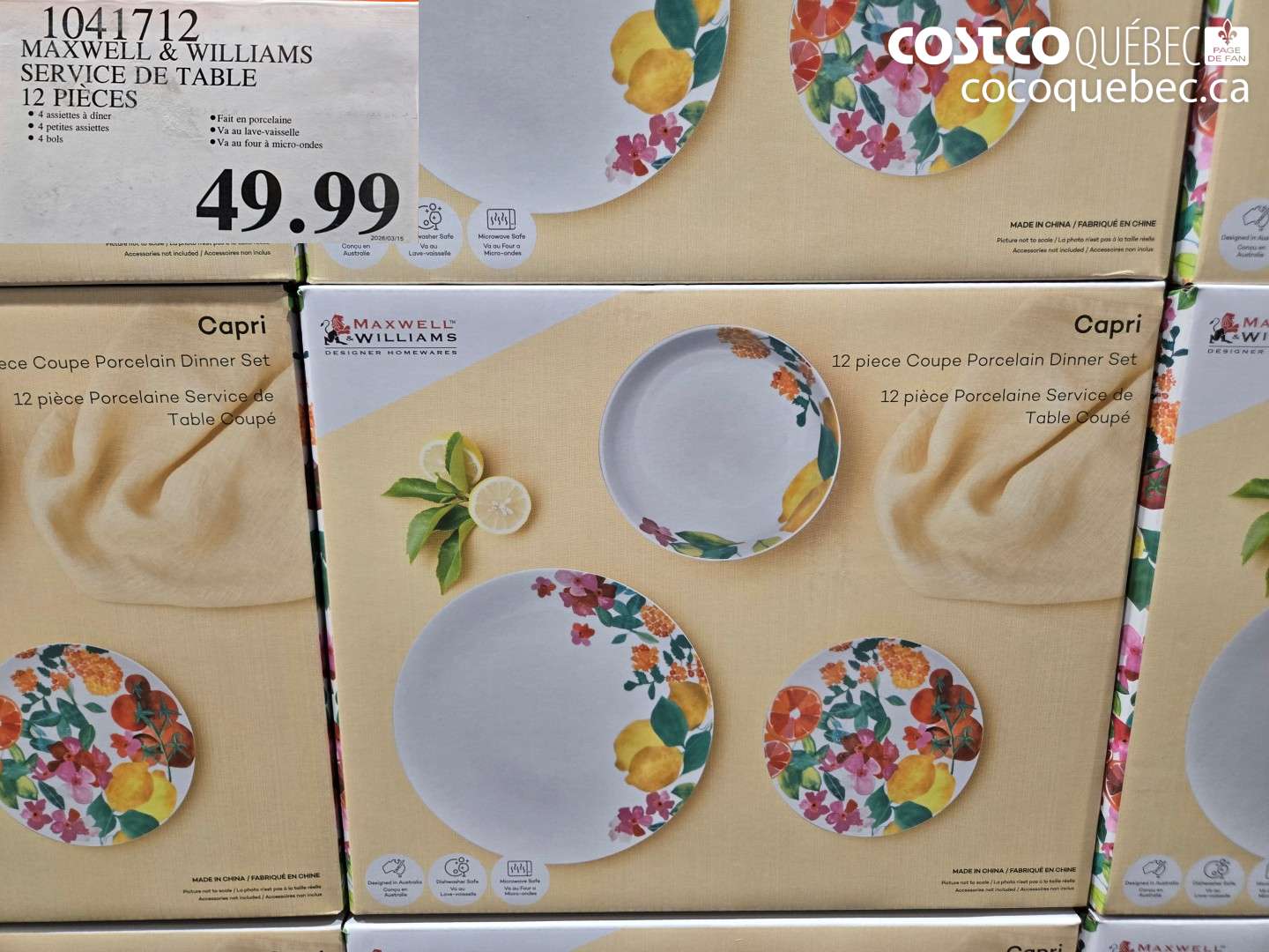 10417112 MAXWELL & WILLIAMS SERVICE DE TABLE 12 PIECES $49.99