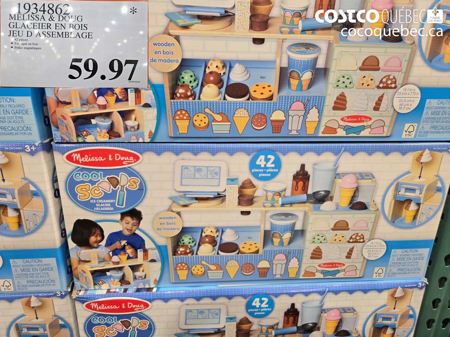 1934862 MELISSA & DOUG GLACIER EN BOIS JEU D'ASSEMBLAGE 42 PIECES $59.97