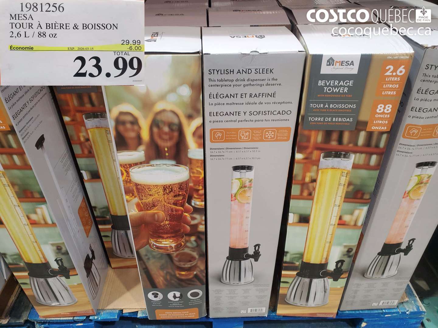1981256 MESA TOUR À BIÈRE & BOISSON 2,6 L / 88 OZ ($6.00 INSTANT SAVINGS EXPIRES ON 2026-03-15) $23.99