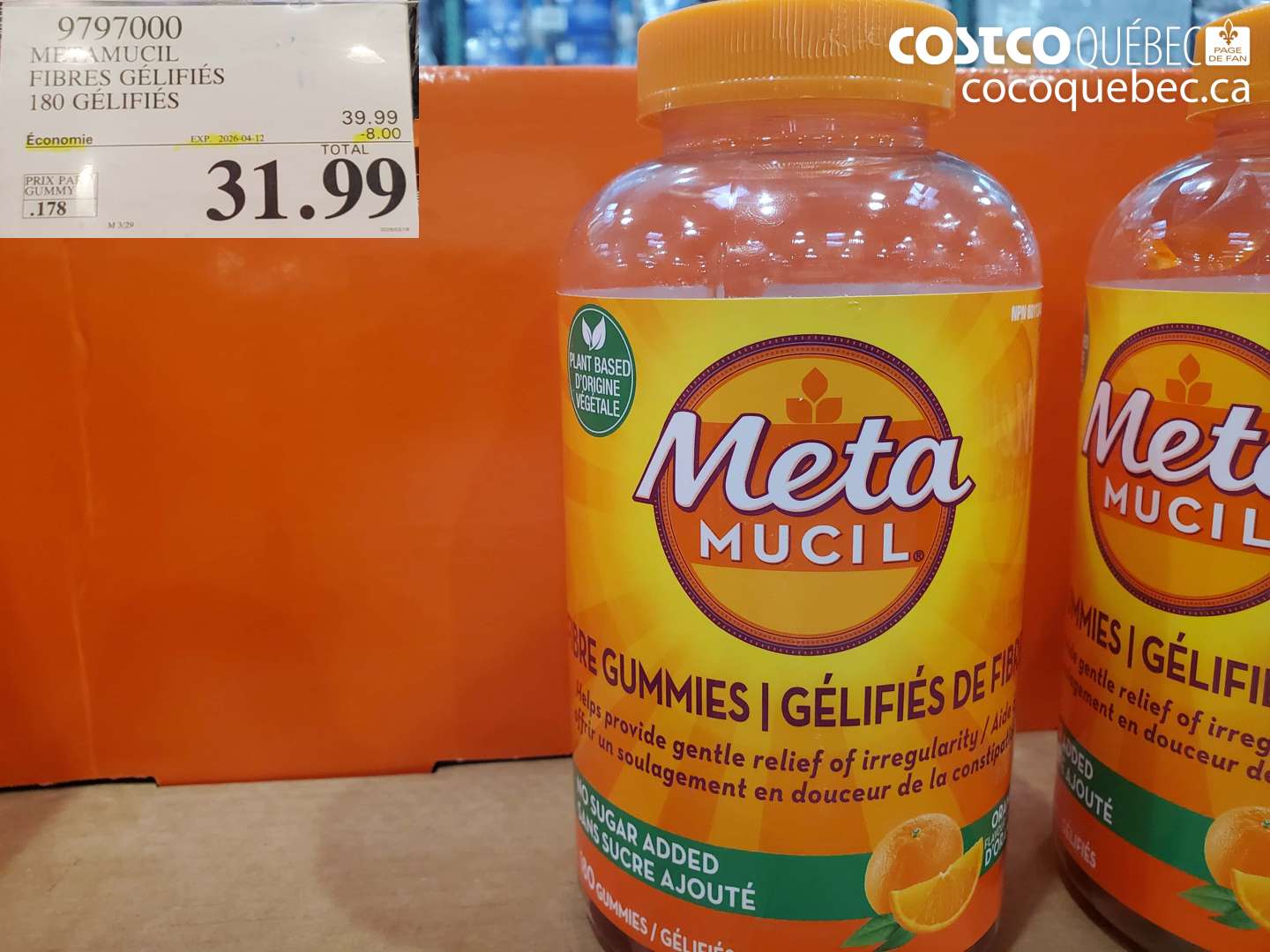 9797000 METAMUCIL FIBRES GELIFIES 180 GELIFIES ($8.00 INSTANT SAVINGS EXPIRES ON 2026-04-12) $31.99
