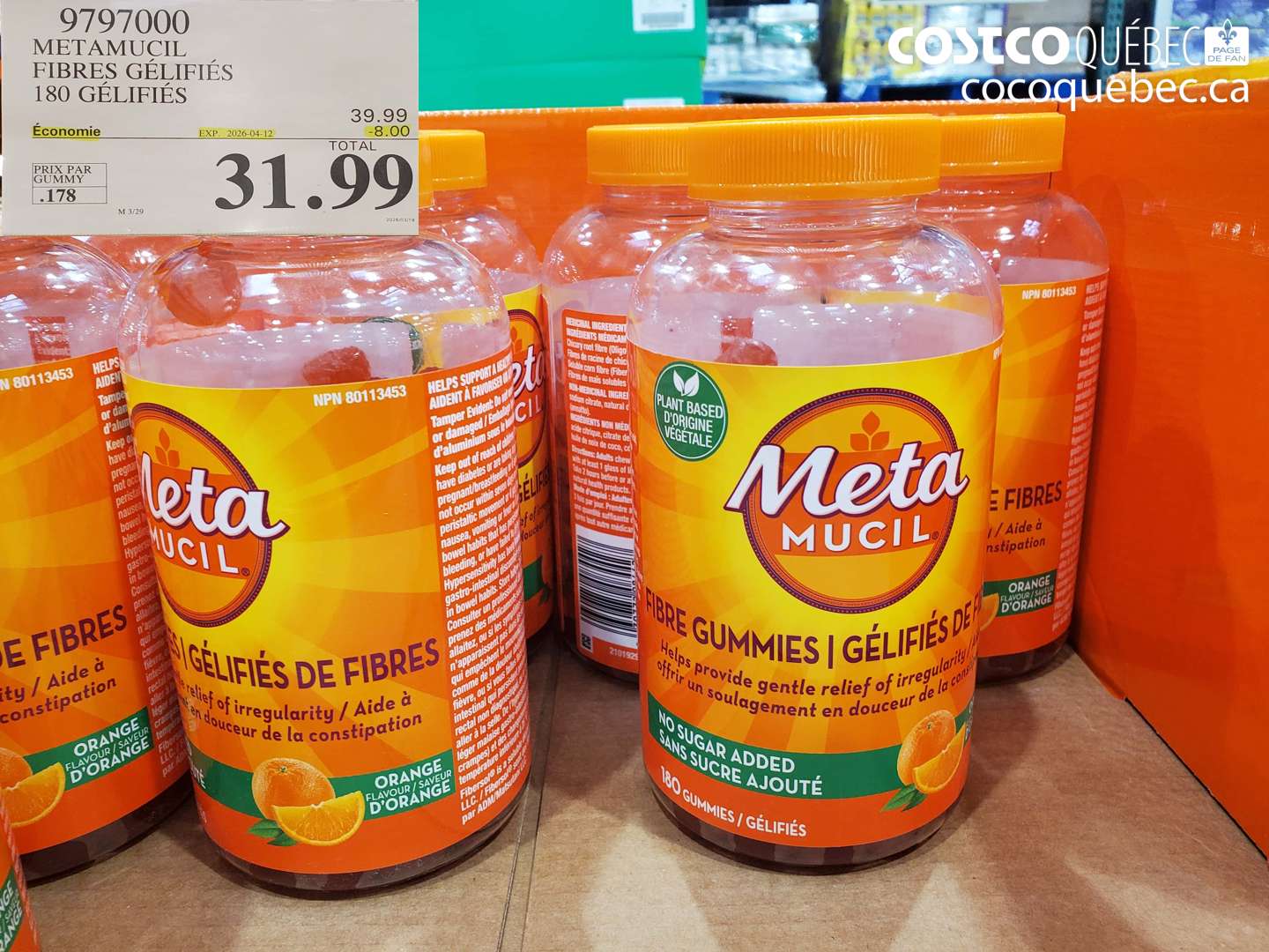 9797000 METAMUCIL FIBRES GELIFIES 180 GELIFIES ($8.00 INSTANT SAVINGS EXPIRES ON 2026-04-12) $31.99