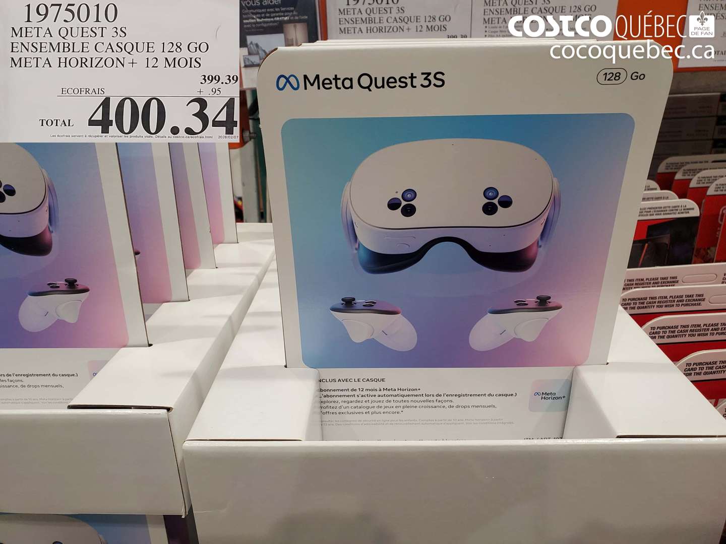 1975010 META QUEST 3S ENSEMBLE CASQUE 128 GO META HORIZON + 12 MOIS $400.34