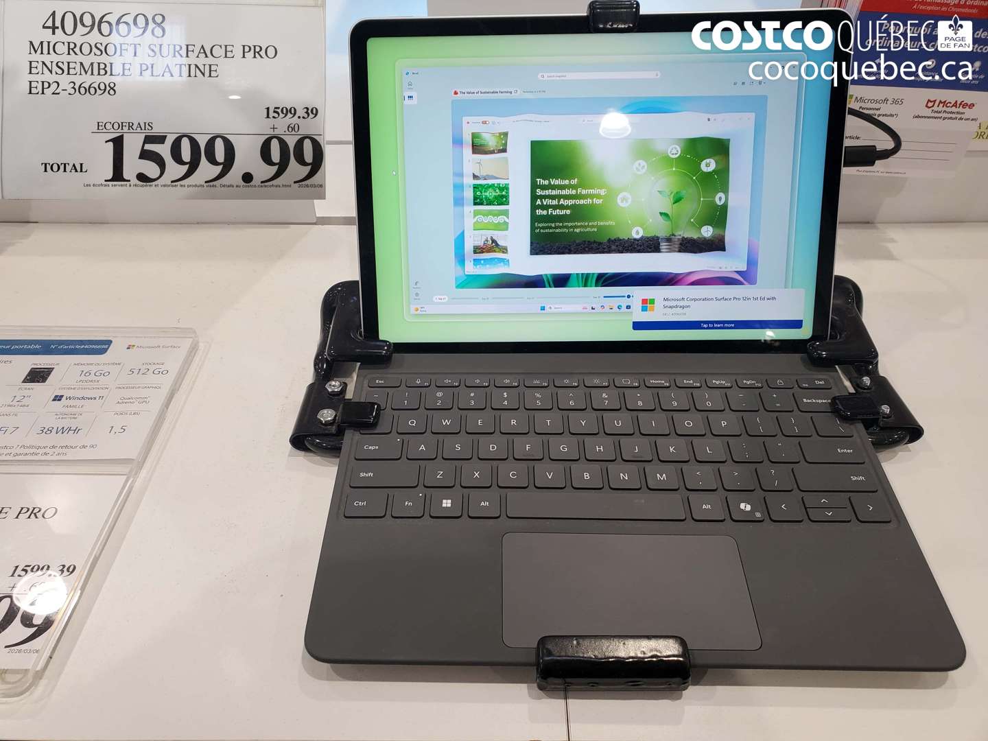 4096698 MICROSOFT SURFACE PRO ENSEMBLE PLATINE EP2-36698 $1599.99