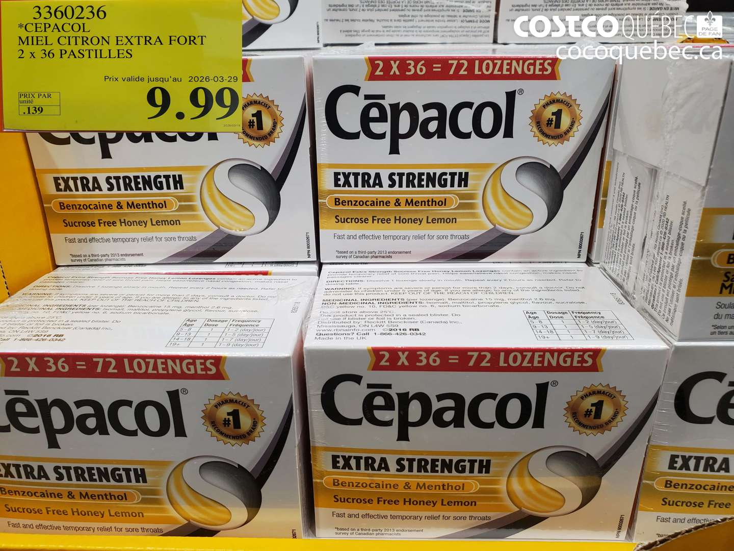 3360236 MIEL CITRON EXTRA FORT 2 X 36 PASTILLES (EXPIRES ON 2026-03-29) $9.99