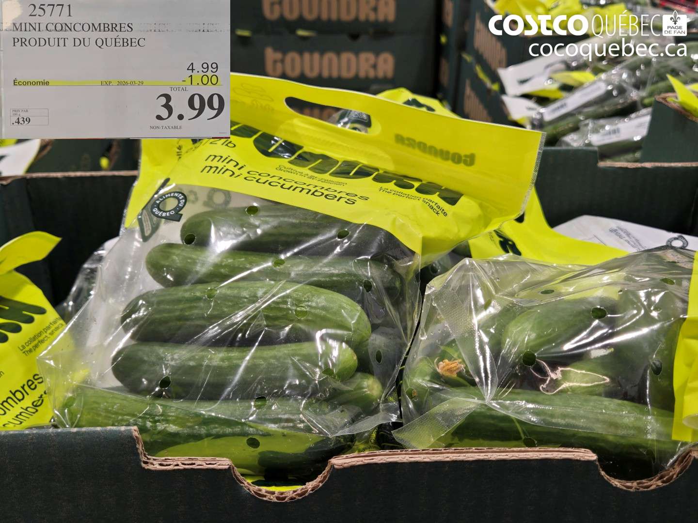 25771 MINI CONCOMBRES PRODUIT DU QUÉBEC ($1.00 INSTANT SAVINGS EXPIRES ON 2026-03-29) $3.99