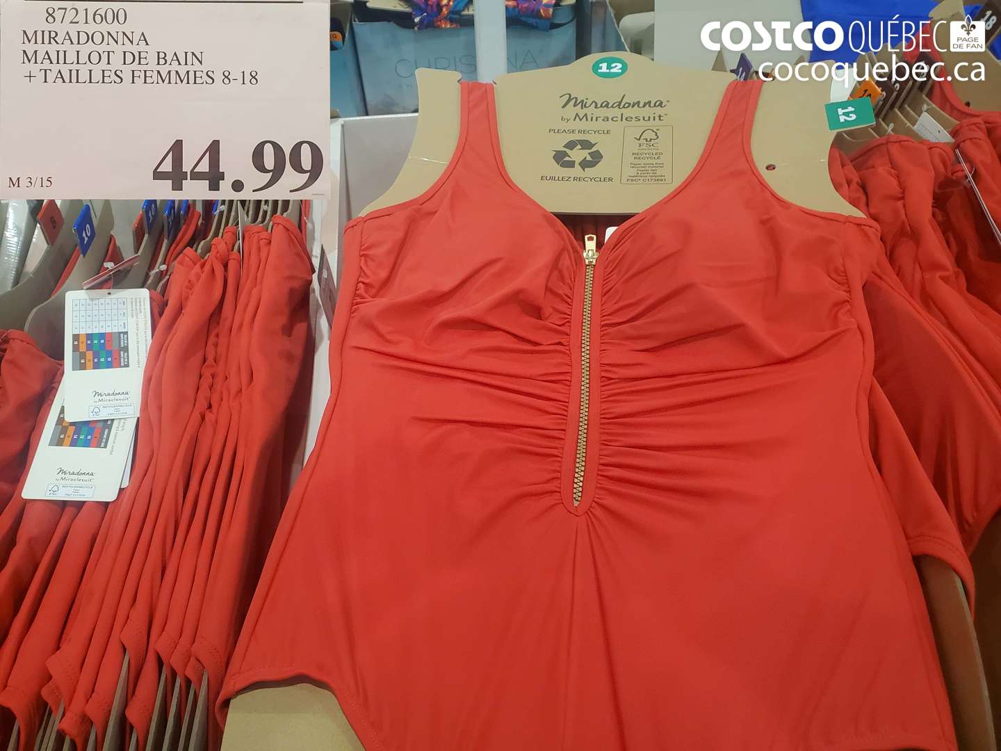8721600 MIRADONNA MAILLOT DE BAIN + TAILLES FEMMES 8-18 $44.99