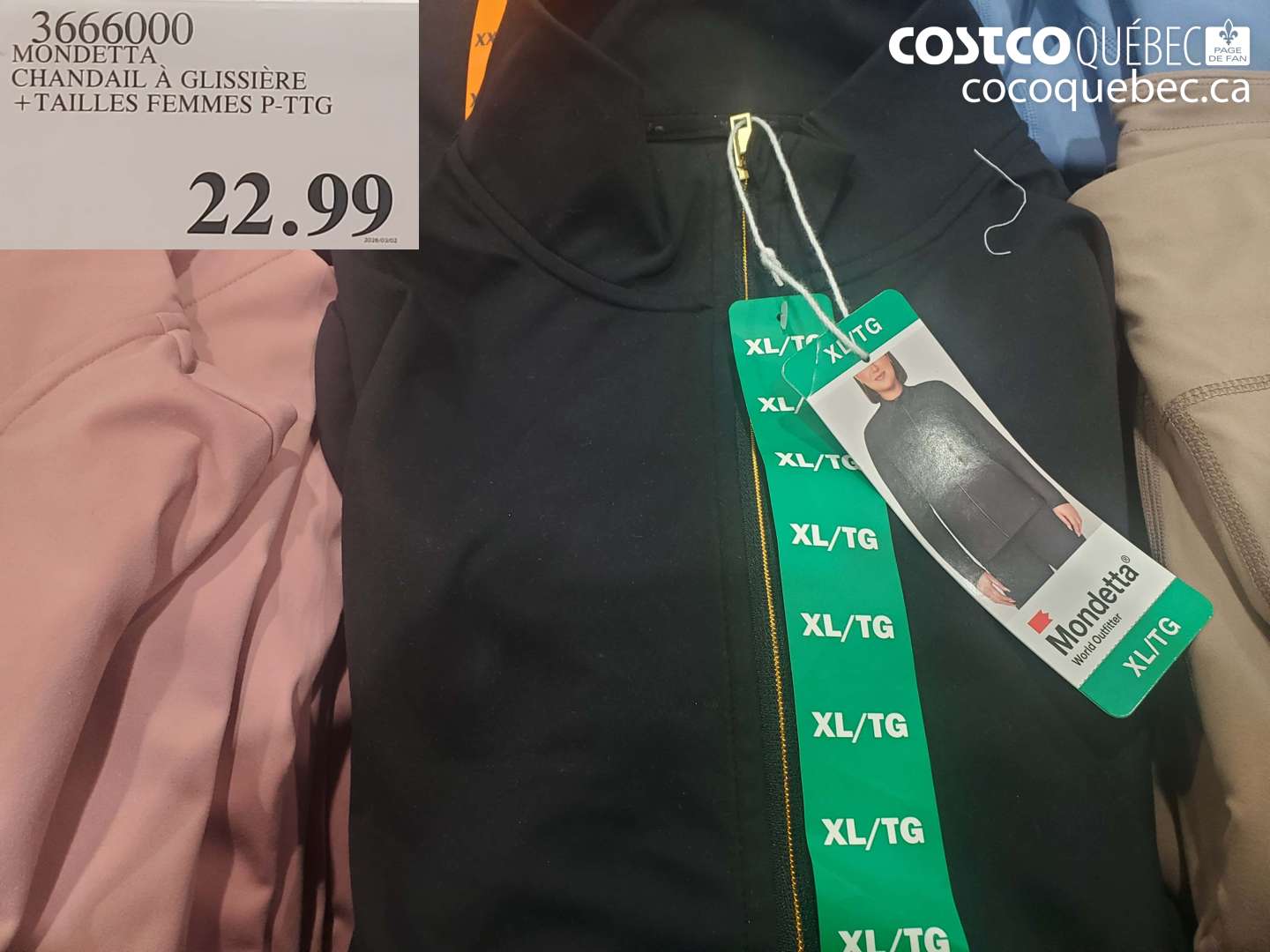 3666000 MONDETTA CHANDAIL À GLISSIÈRE + TAILLES FEMMES P-TTG $22.99