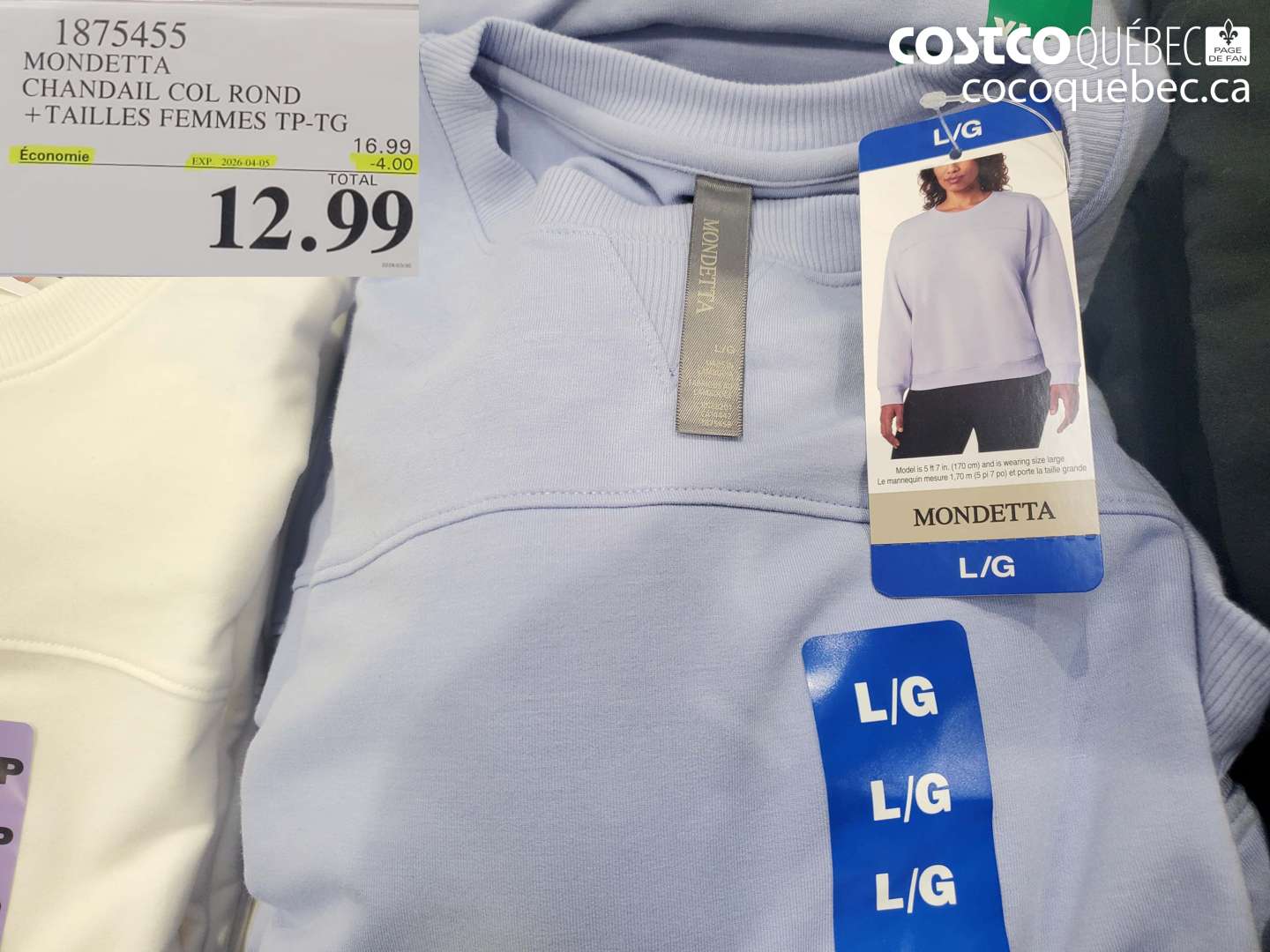 1875455 MONDETTA CHANDAIL COL ROND +TAILLES FEMMES TP-TG ($4.00 INSTANT SAVINGS EXPIRES ON 2026-04-05) $12.99