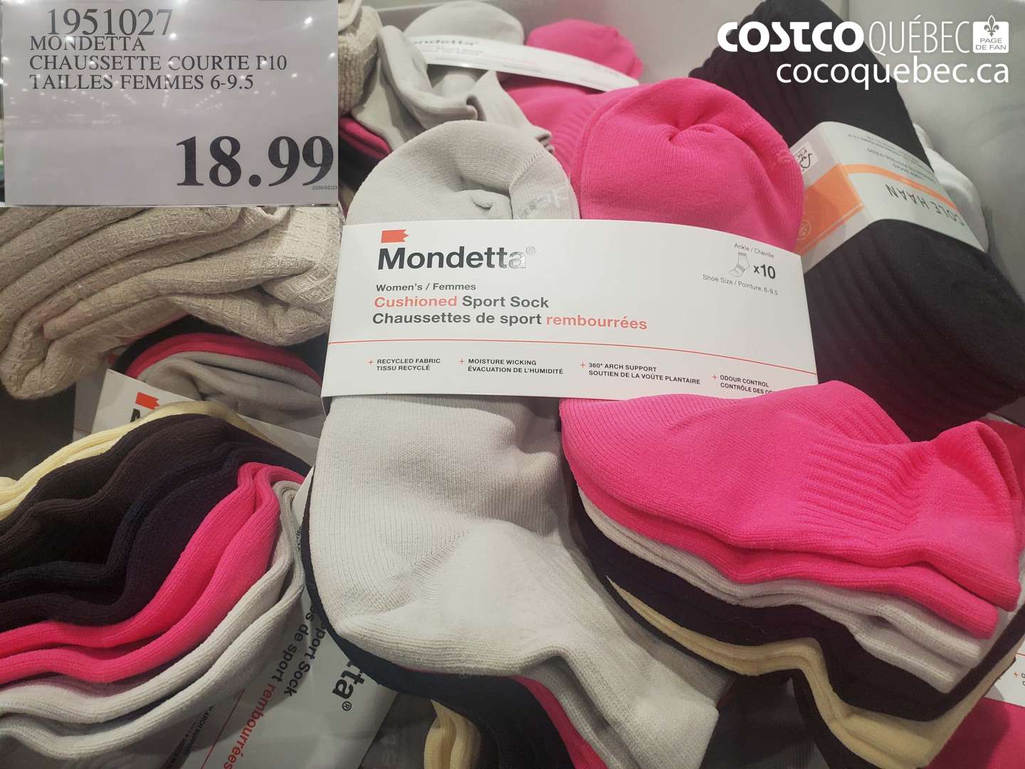 1951027 MONDETTA CHAUSSETTE COURTE P10 TAILLES FEMMES 6-9.5 $18.99