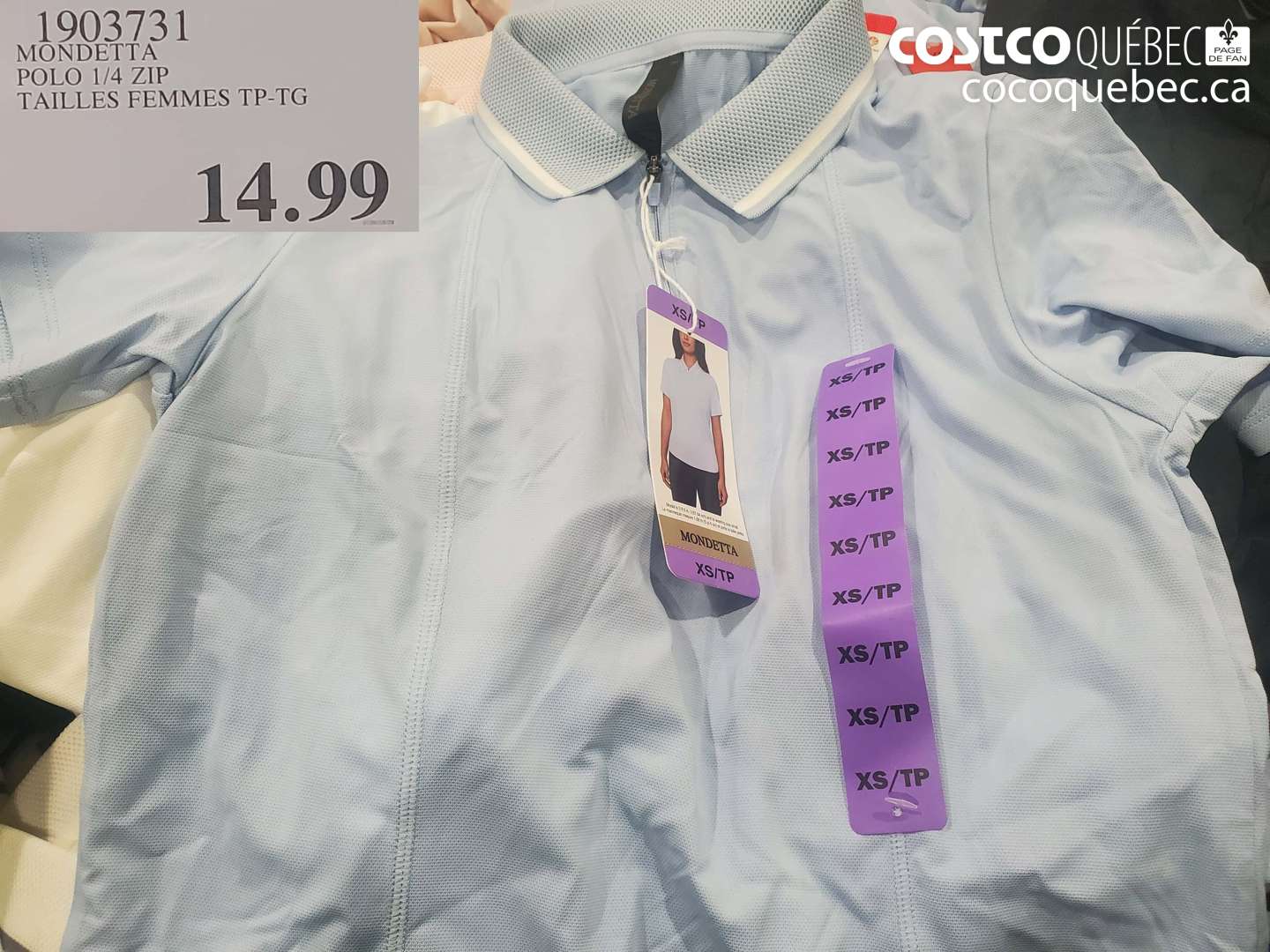 1903731 MONDETTA POLO 1/4 ZIP TAILLES FEMMES TP-TG $14.99