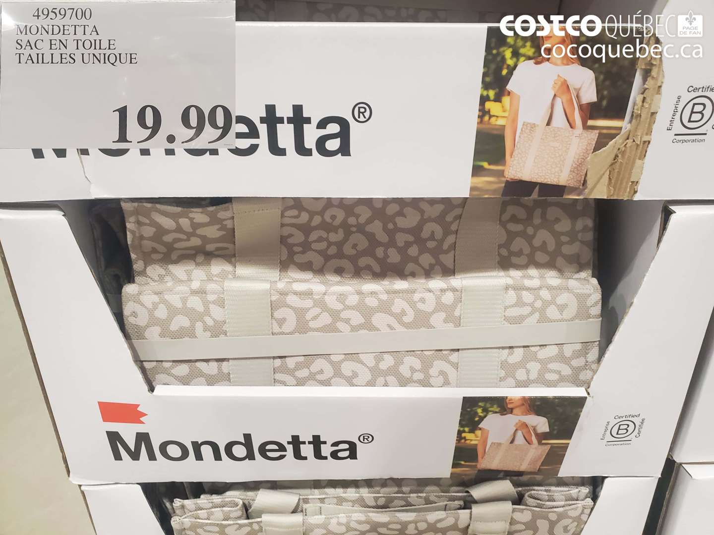 4959700 MONDETTA SAC EN TOILE TAILLES UNIQUE $19.99