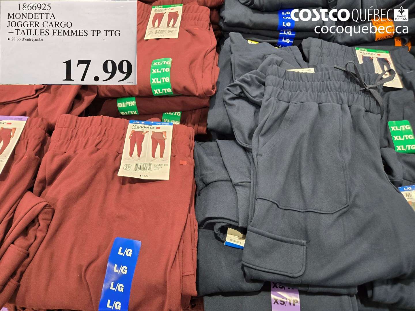 1866925 MONDETTA JOGGER CARGO +TAILLES FEMMES TP-TG $17.99