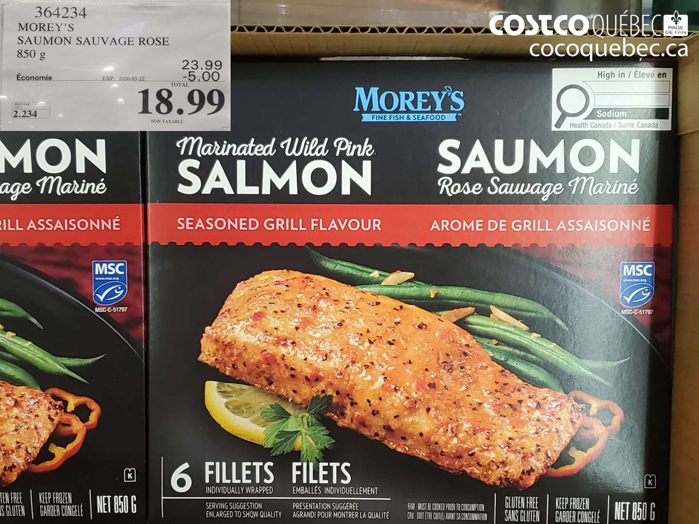 364234 MOREY'S SAUMON SAUVAGE ROSE 850 G ($5.00 INSTANT SAVINGS EXPIRES ON 2026-03-22) $18.99