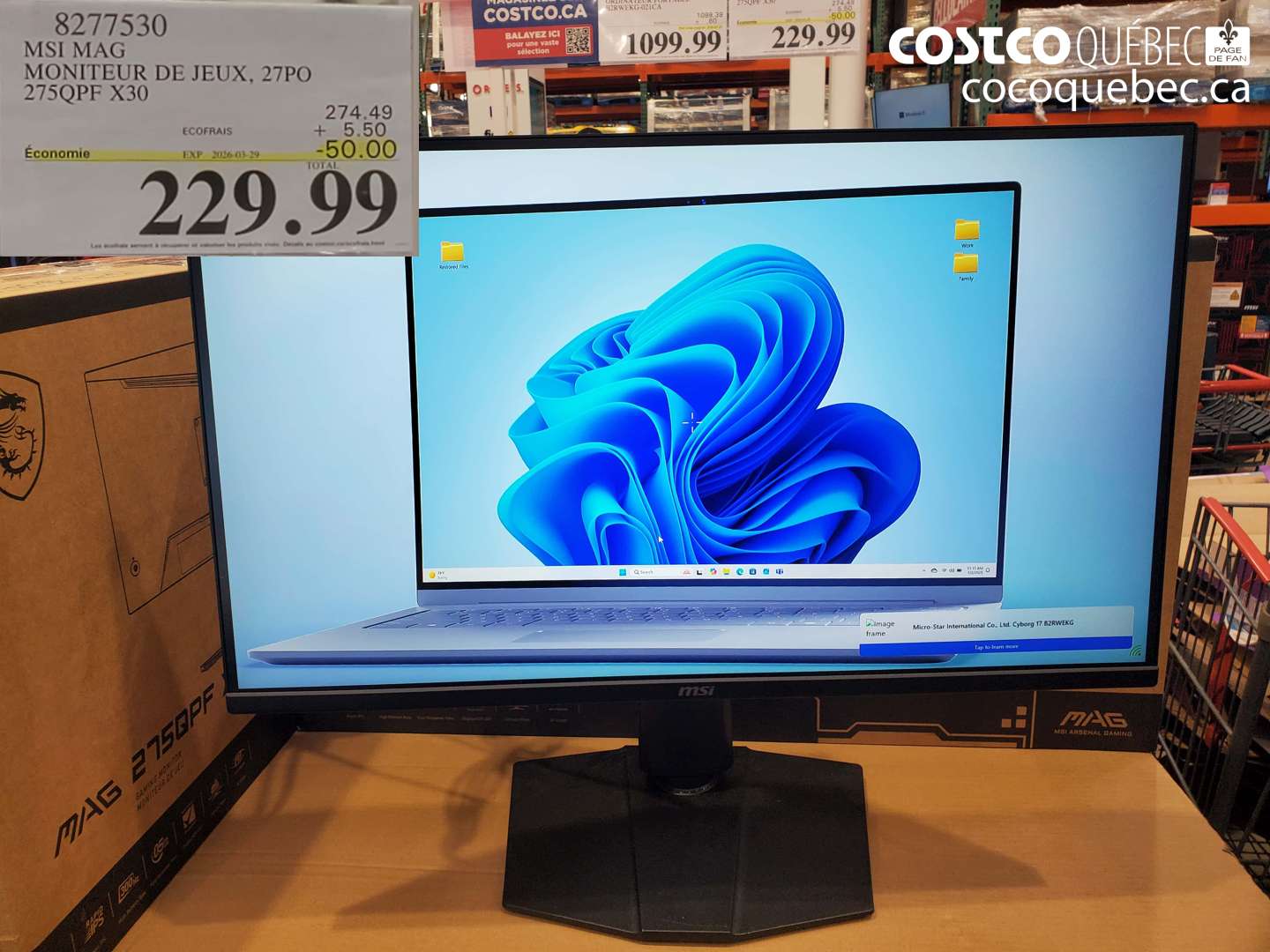 8277530 MSI MAG MONITEUR DE JEUX, 27PO 275QPF X30 ($50.00 INSTANT SAVINGS EXPIRES ON 2026-03-29) $229.99
