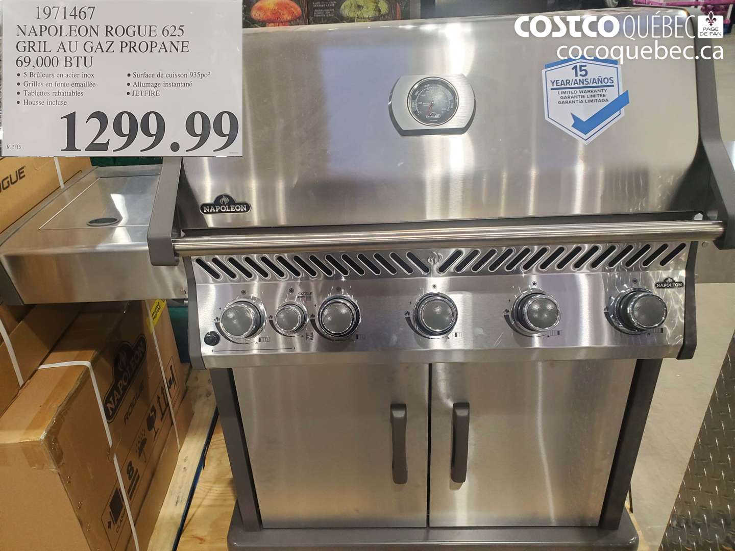 1971467 NAPOLEON ROGUE 625 GRIL AU GAZ PROPANE 69,000 BTU $1299.99