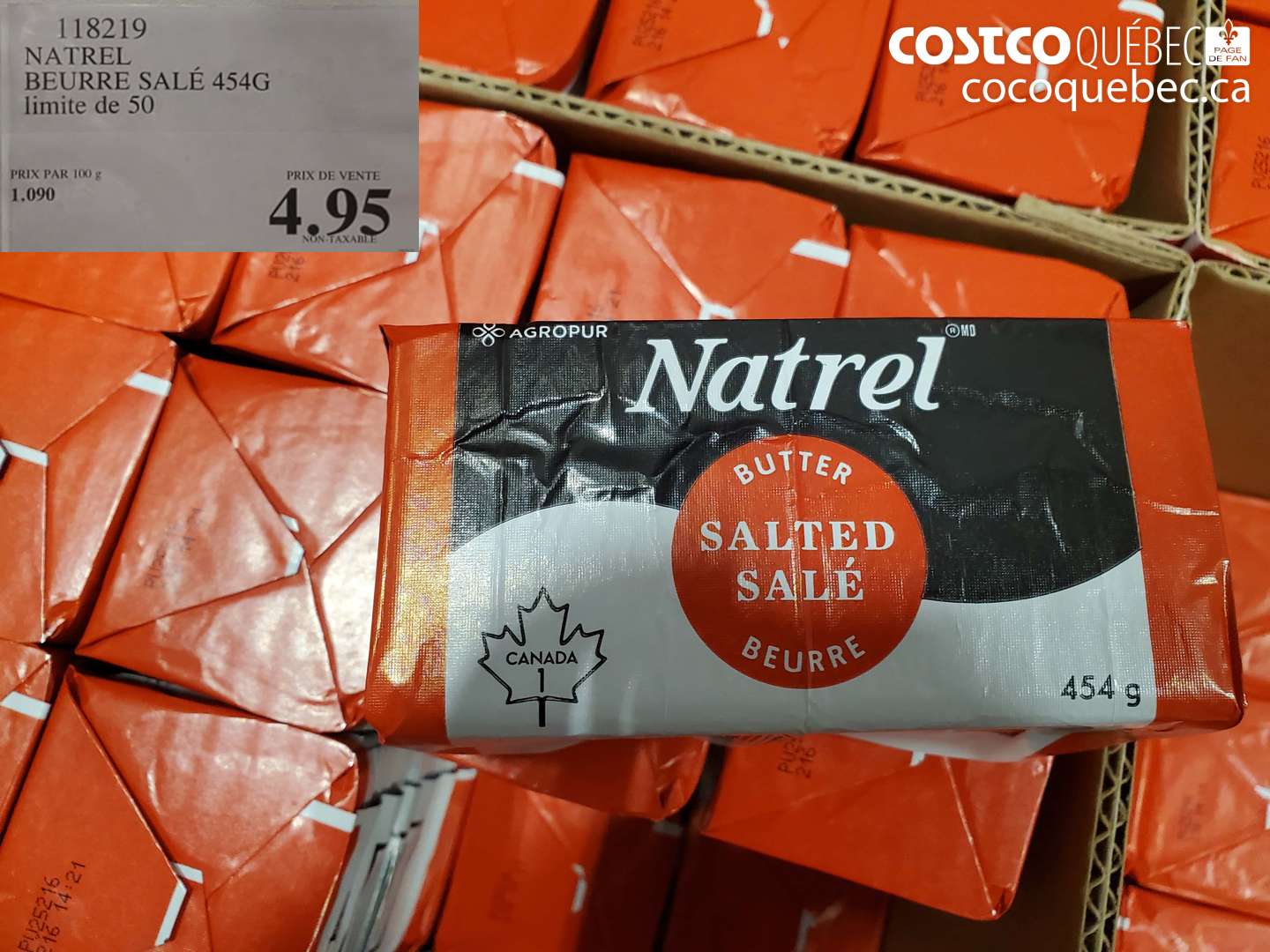118219 NATREL BEURRE SALÉ 454G $4.95