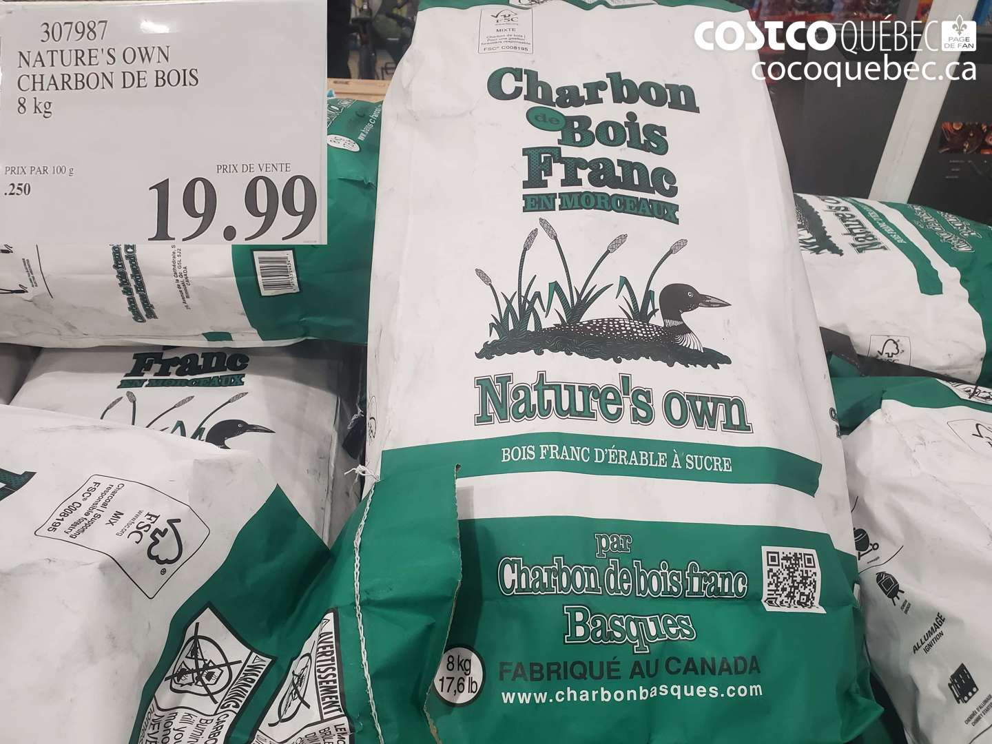 307987 NATURE'S OWN CHARBON DE BOIS 8 KG $19.99