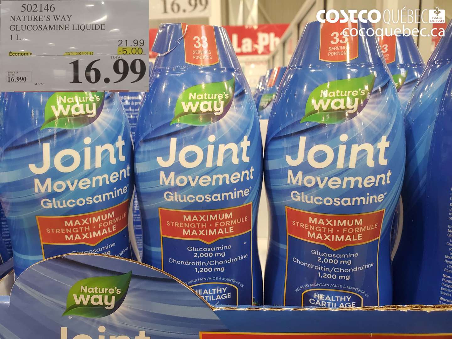 502146 NATURE'S WAY GLUCOSAMINE LIQUIDE 1 L ($5.00 INSTANT SAVINGS EXPIRES ON 2026-04-12) $16.99