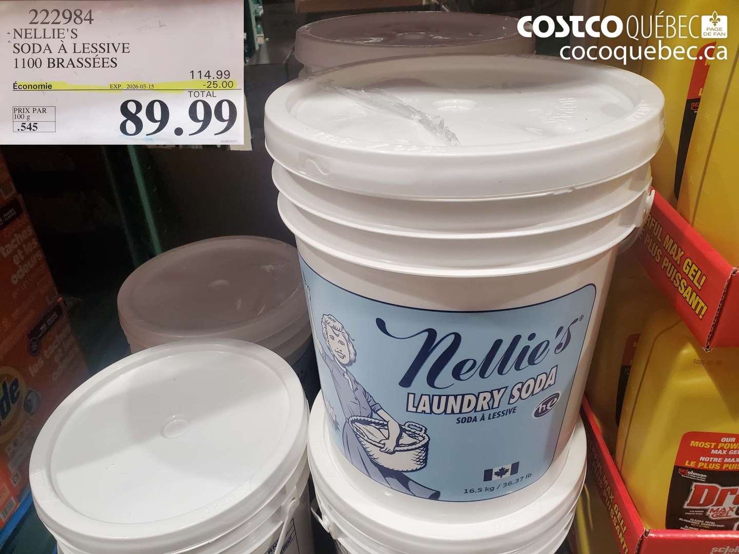 222984 NELLIE'S SODA À LESSIVE 1100 BRASSÉES ($25.00 INSTANT SAVINGS EXPIRES ON 2026-03-15) $89.99