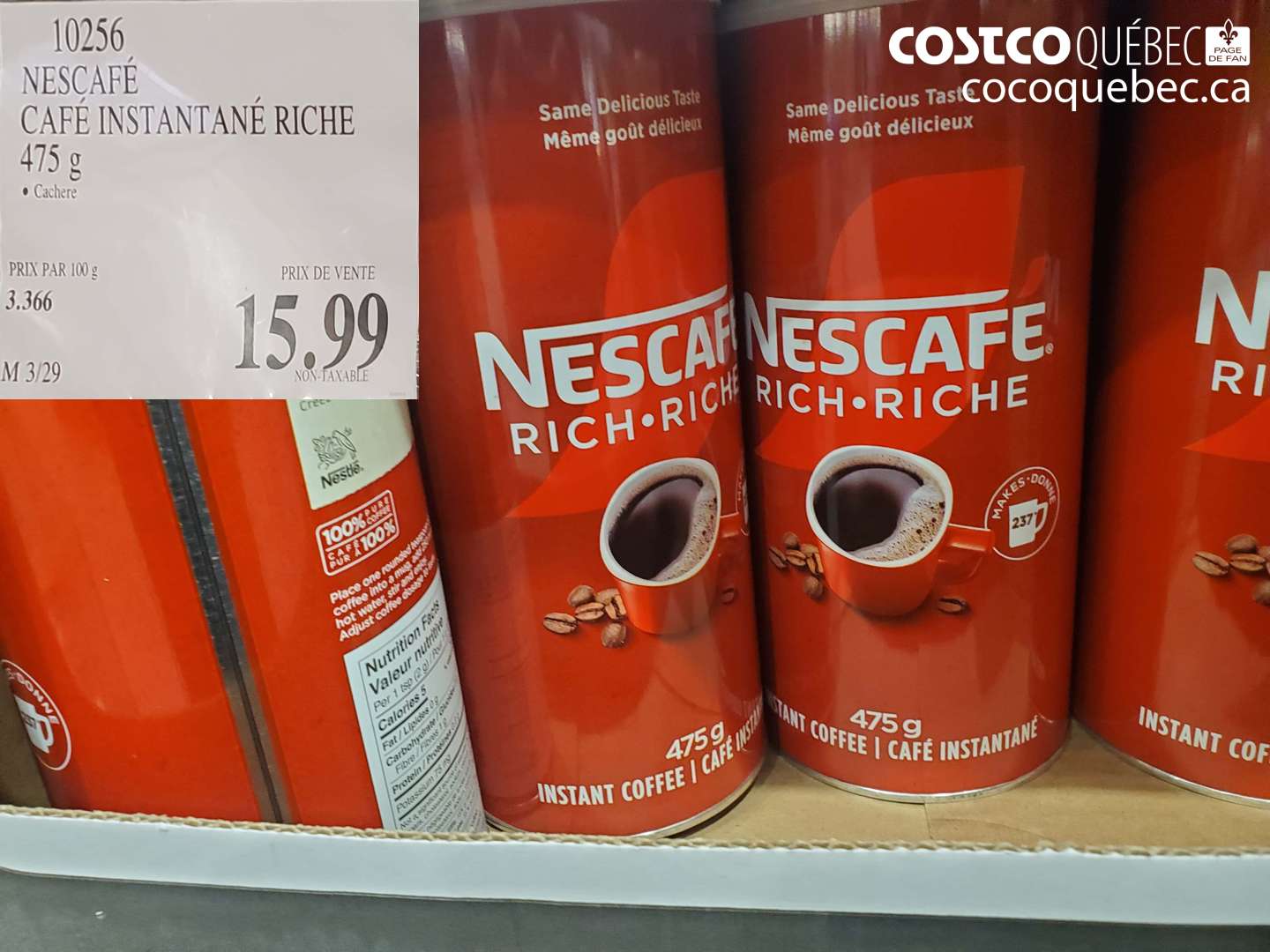 10256 NESCAFÉ CAFÉ INSTANTANÉ RICHE $15.99