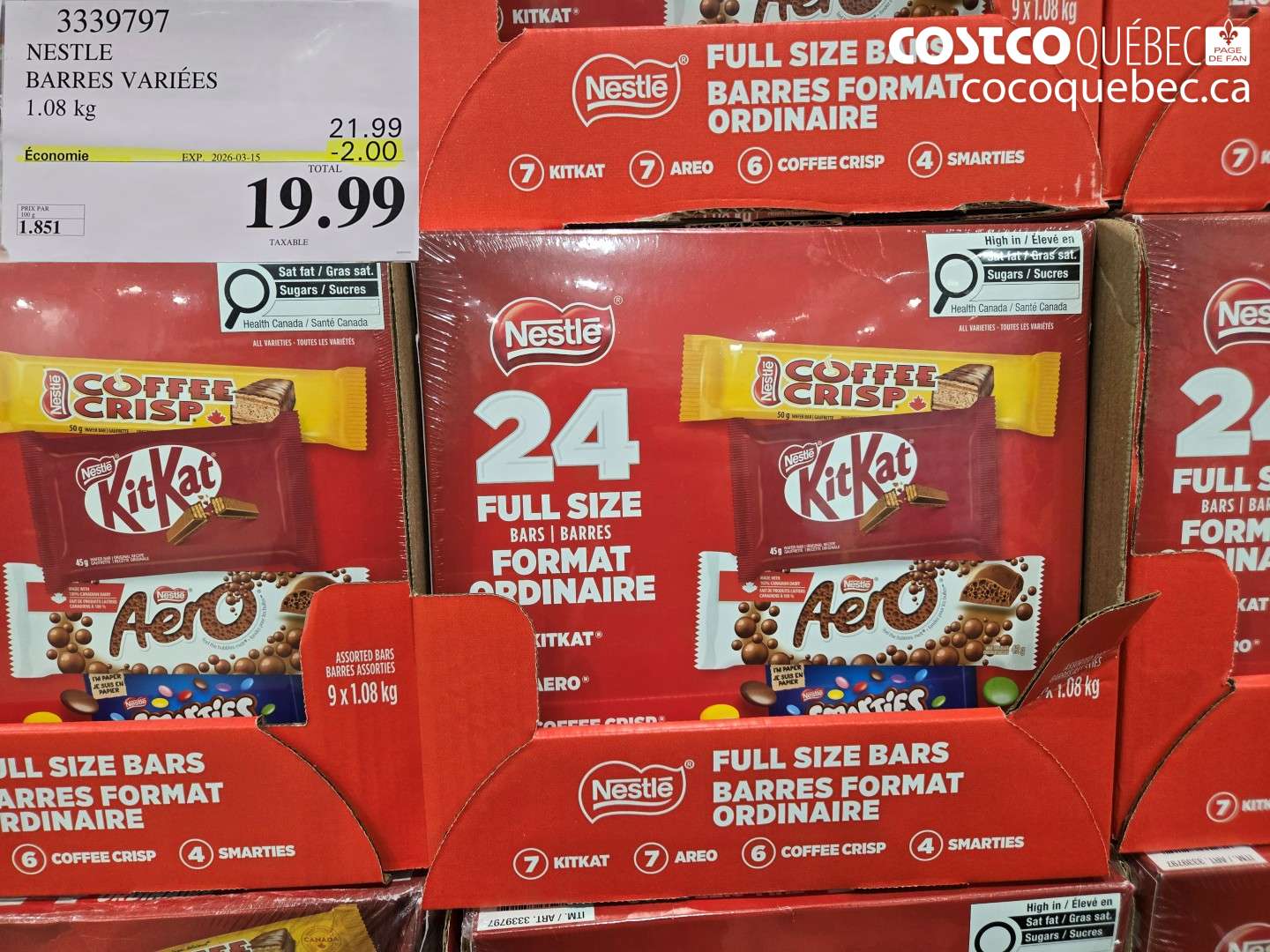 3339797 NESTLE BARRES VARIÉES 1.08 KG ($2.00 INSTANT SAVINGS EXPIRES ON 2026-03-15) $19.99