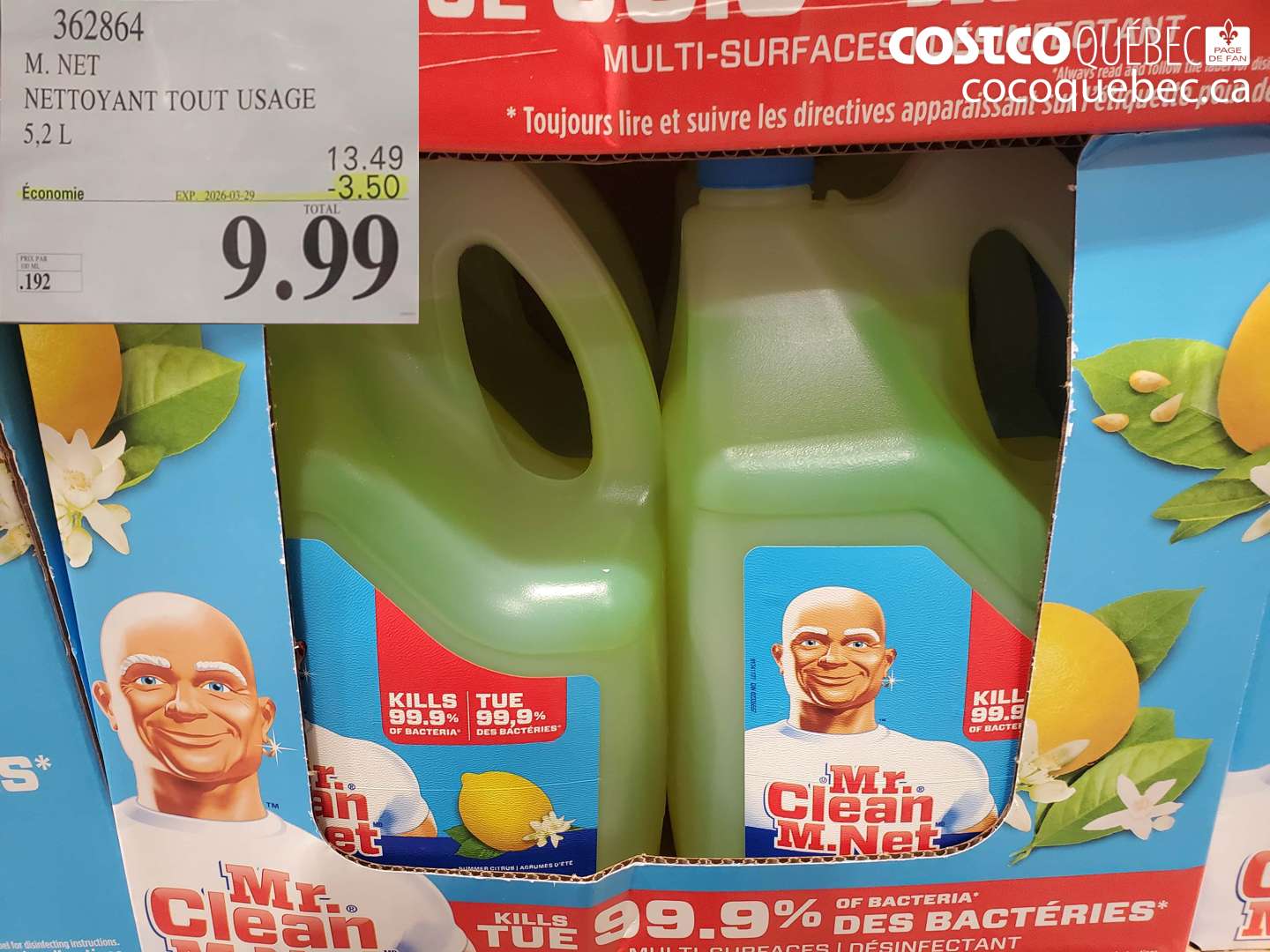 362864 NETTOYANT TOUT USAGE 5,2 L ($3.50 INSTANT SAVINGS EXPIRES ON 2026-03-29) $9.99