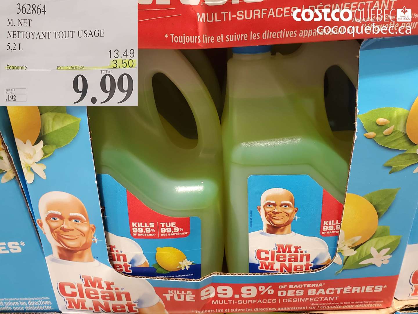 362864 NETTOYANT TOUT USAGE 5,2 L ($3.50 INSTANT SAVINGS EXPIRES ON 2026-03-29) $9.99