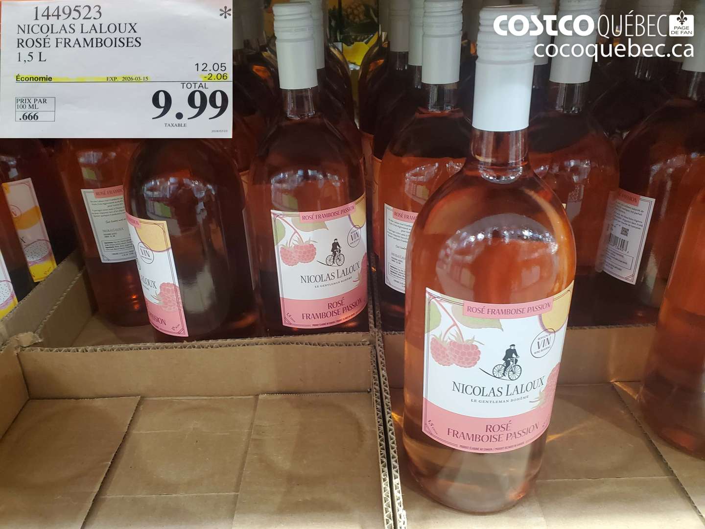 1449523 NICOLAS LALOUX ROSÉ FRAMBOISES 1,5 L ($2.06 INSTANT SAVINGS EXPIRES ON 2026-03-15) $9.99