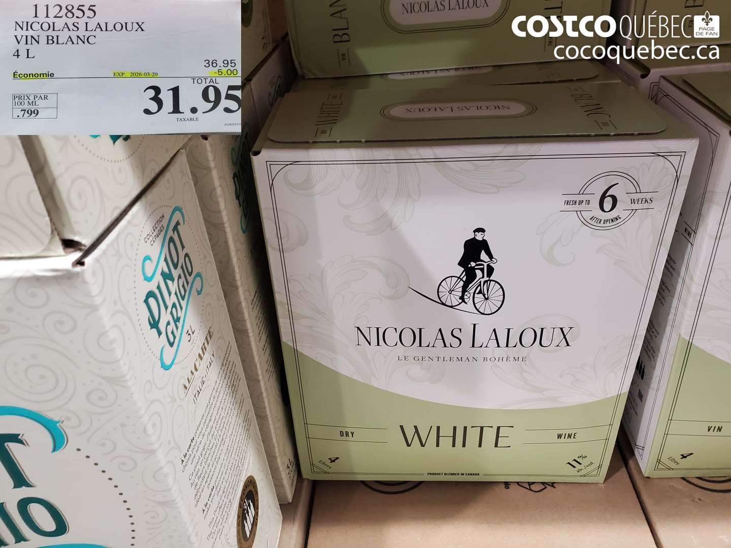 112855 NICOLAS LALOUX VIN BLANC 4 L ($5.00 INSTANT SAVINGS EXPIRES ON 2026-03-29) $31.95