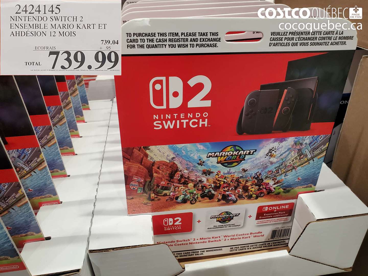 2424145 NINTENDO SWITCH 2 ENSEMBLE MARIO KART ET ADHÉSION 12 MOIS $739.99