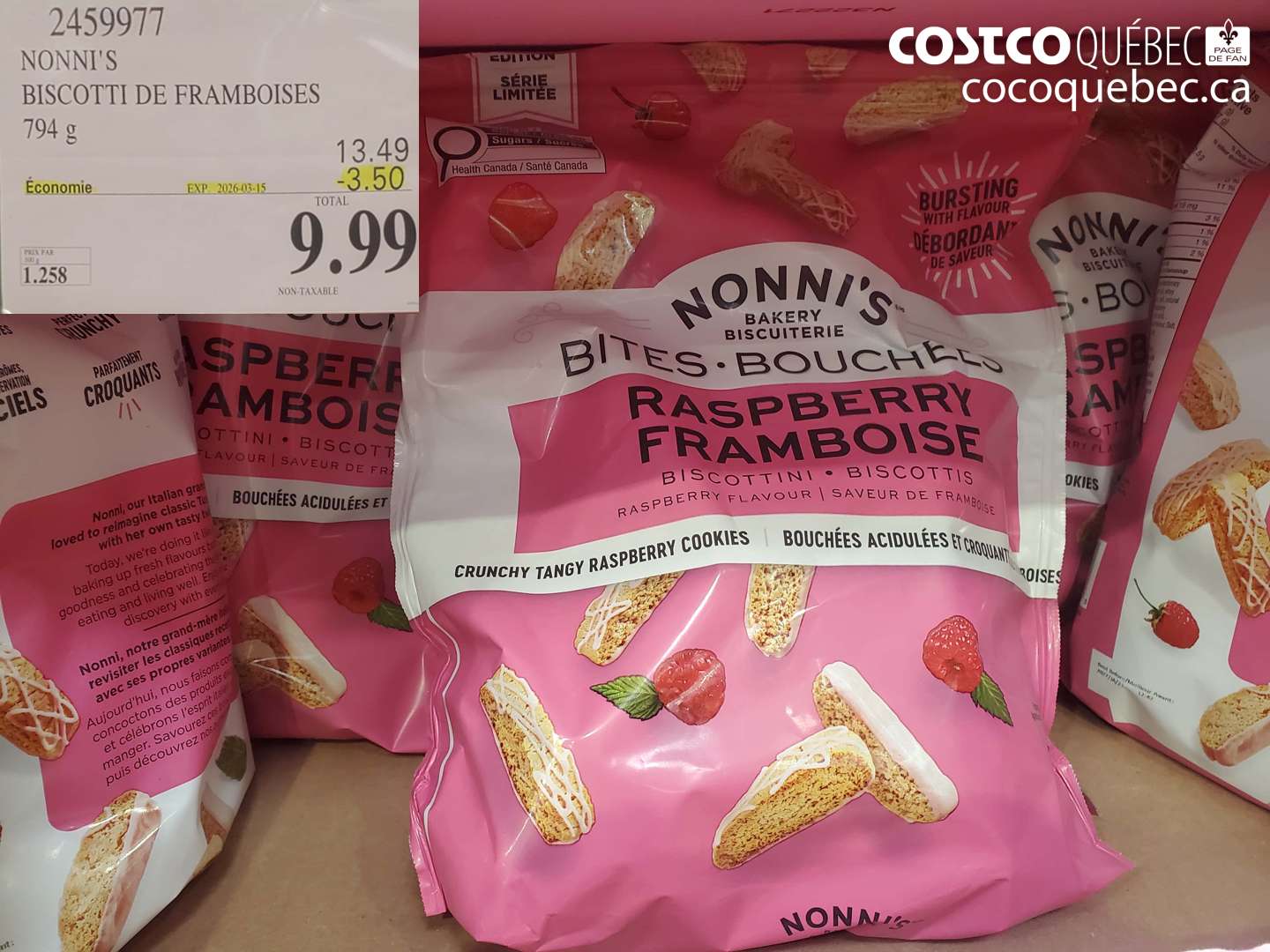 2459977 NONNI'S BISCOTTI DE FRAMBOISES ($3.50 INSTANT SAVINGS EXPIRES ON 2026-03-15) $9.99