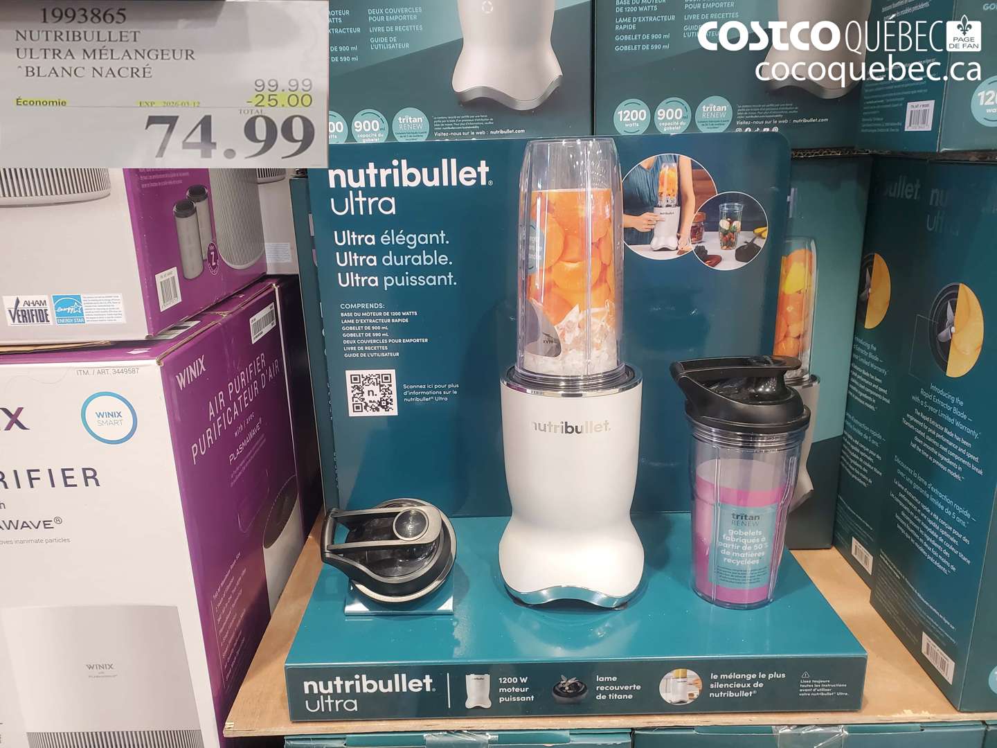 1993865 NUTRIBULLET ULTRA MÉLANGEUR BLANC NACRÉ ($25.00 INSTANT SAVINGS EXPIRES ON 2026-03-12) $74.99