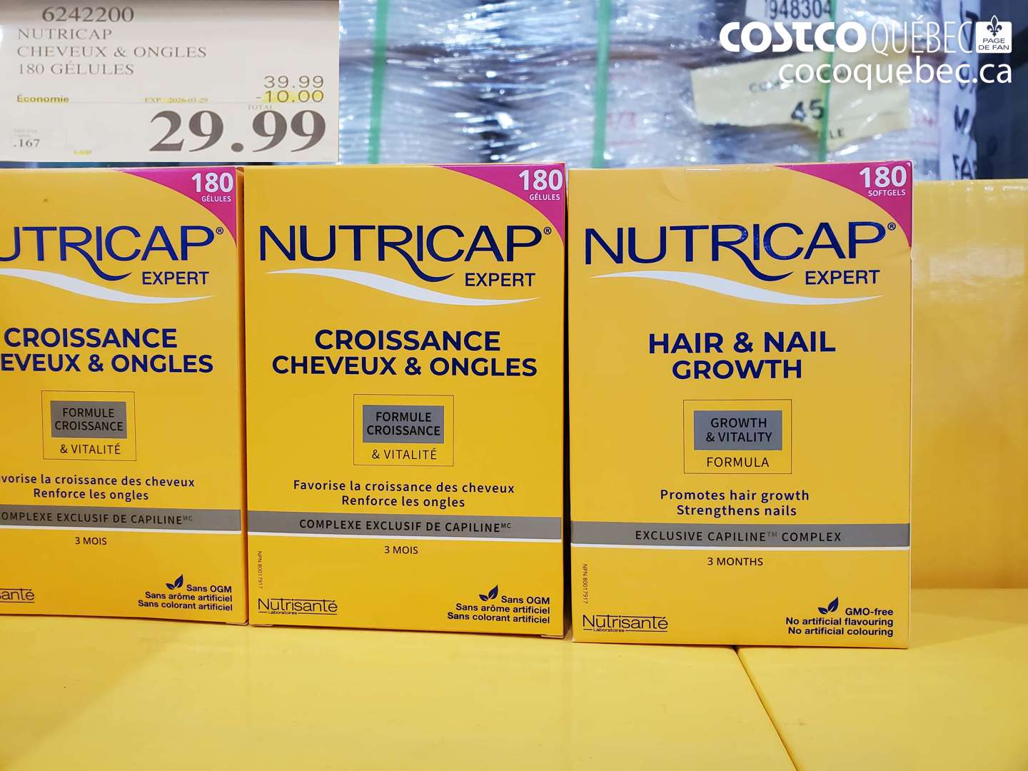6242200 NUTRICAP CHEVEUX & ONGLES 180 GÉLULES ($10.00 INSTANT SAVINGS EXPIRES ON 2026-03-29) $29.99