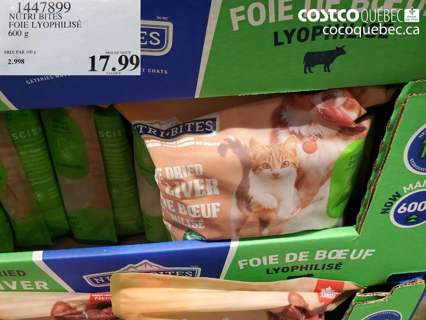 1447899 NUTRI BITES FOIE LYOPHILISÉ 600 G $17.99