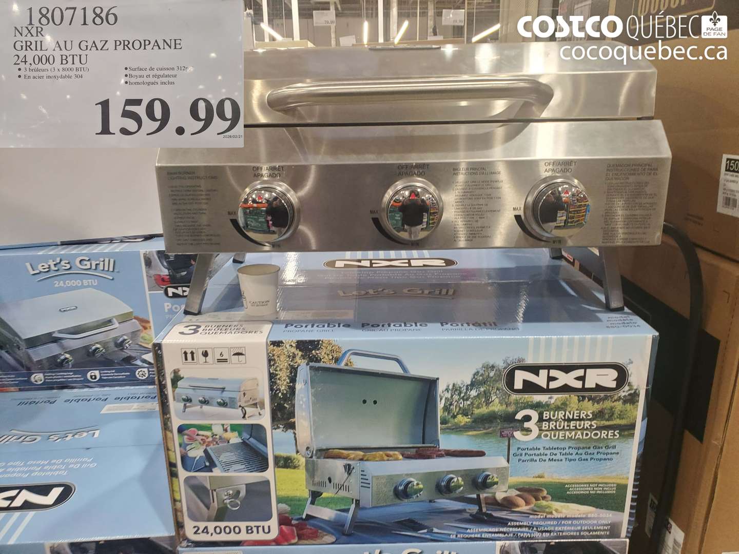 1807186 NXR GRIL AU GAZ PROPANE 24,000 BTU $159.99