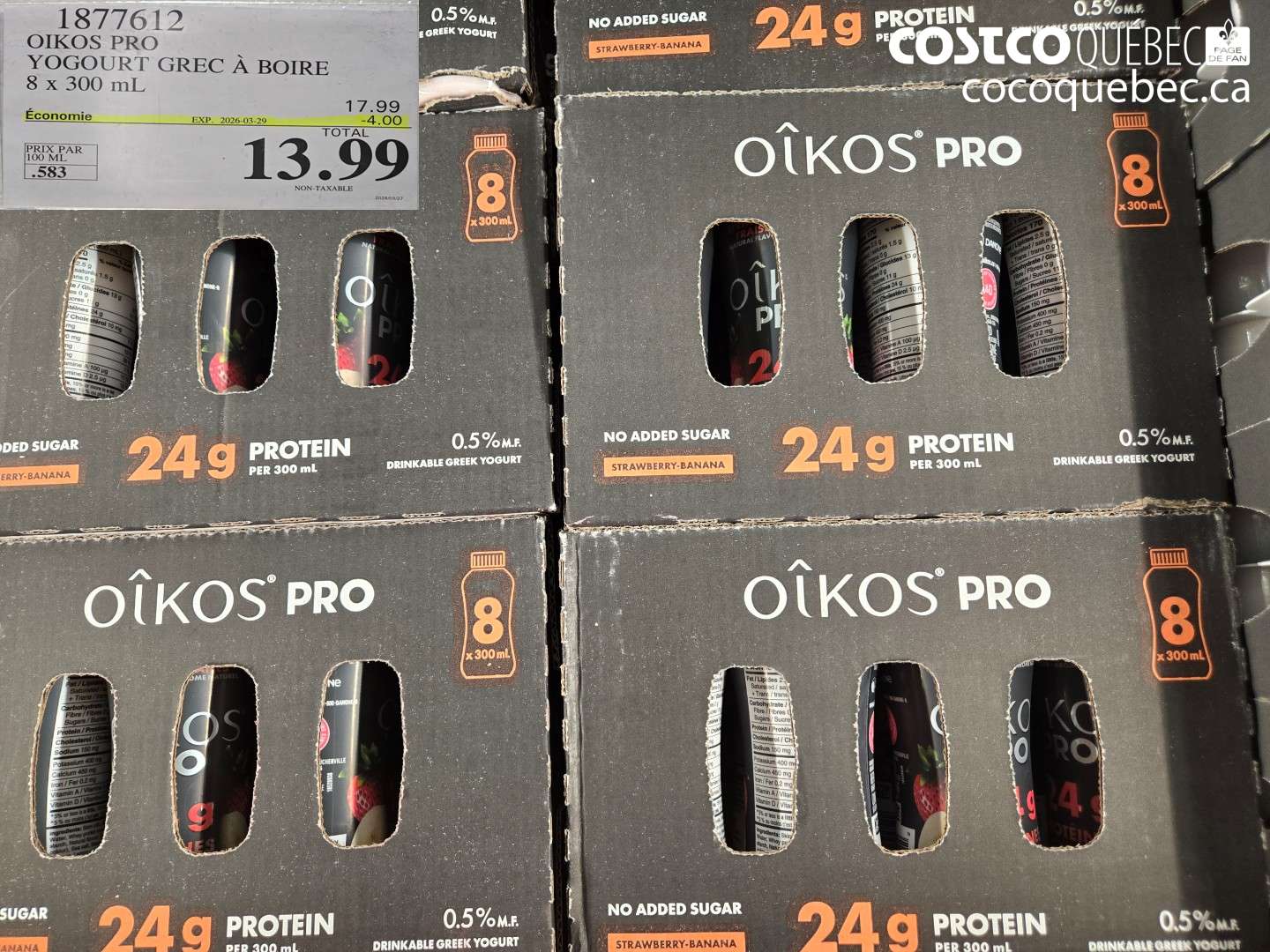 1877612 OIKOS PRO YOGOURT GREC À BOIRE 8 X 300 ML ($4.00 INSTANT SAVINGS EXPIRES ON 2026-03-29) $13.99