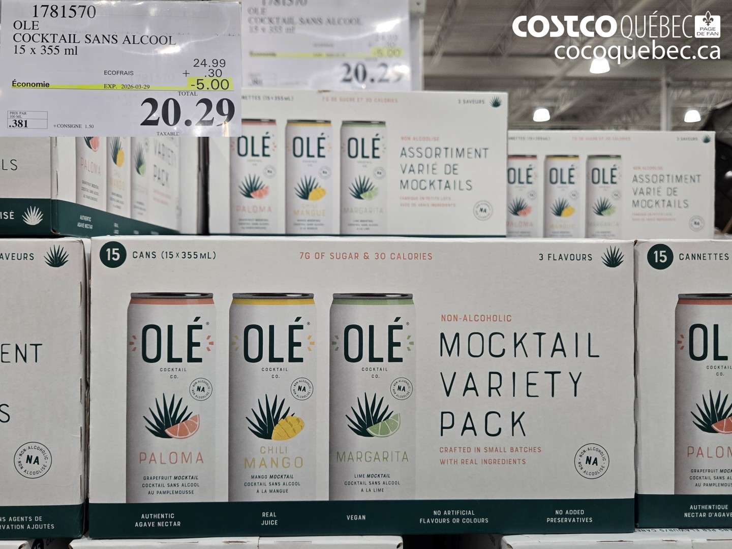 1781570 OLE COCKTAIL SANS ALCOOL 15 X 355 ML ($5.00 INSTANT SAVINGS EXPIRES ON 2026-03-29) $20.29
